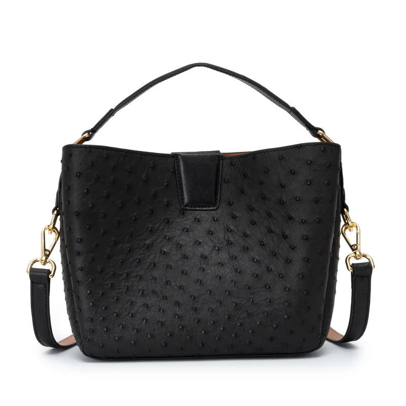 The Goldy Bag - Ostrich in Black Noir