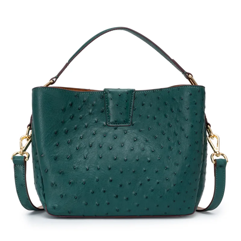 The Goldy Bag - Ostrich in Green Emerald