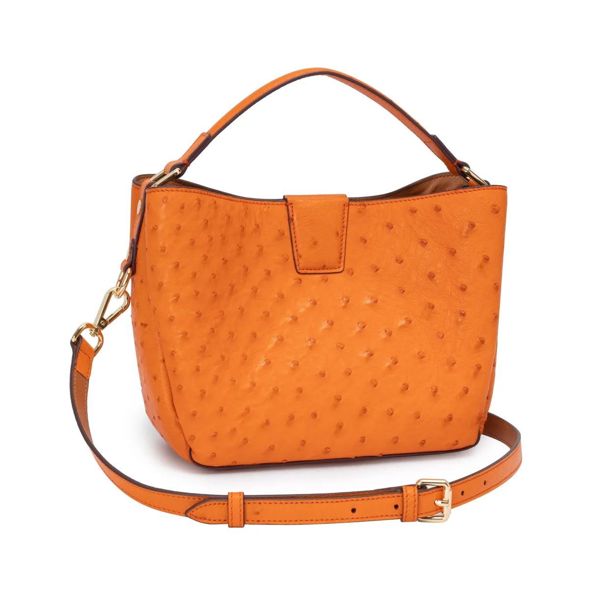 The Goldy Bag - Ostrich in Orange Sanguine – Viktor Alexander