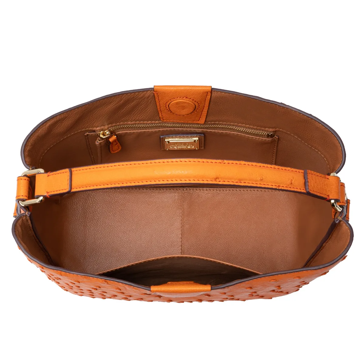The Goldy Bag - Ostrich in Orange Sanguine, view 3 – Viktor Alexander