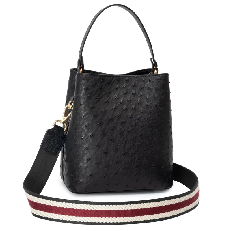 The Hobo Bag - Ostrich in Black Noir