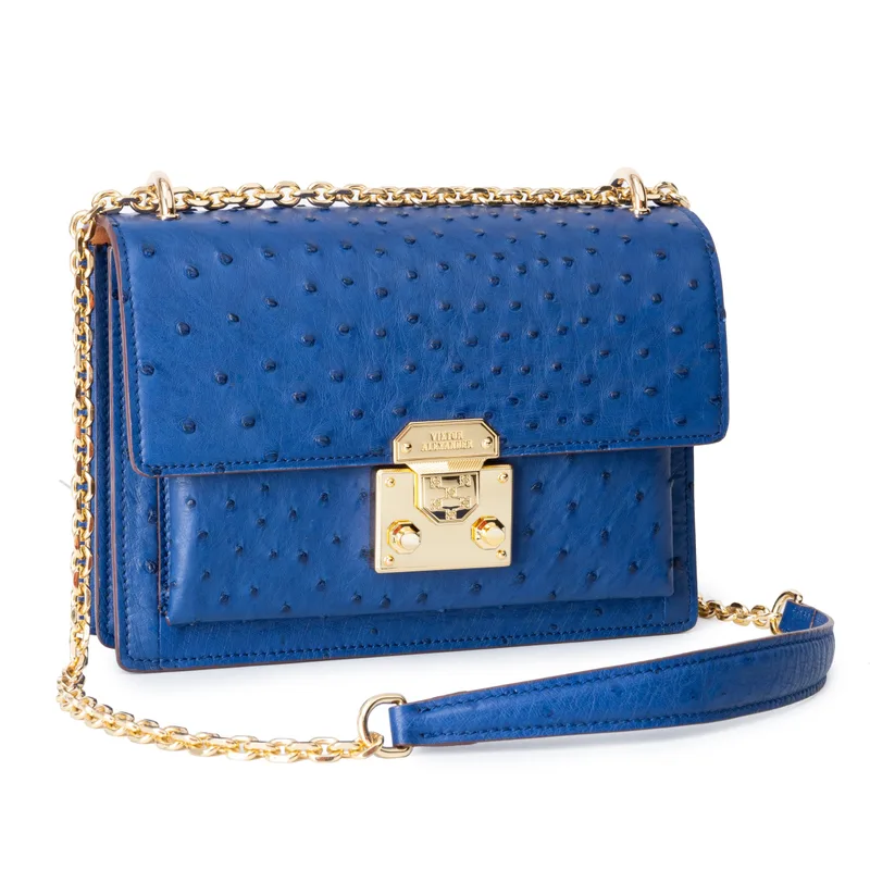 The Philly Bag - Ostrich in Blue Mariana