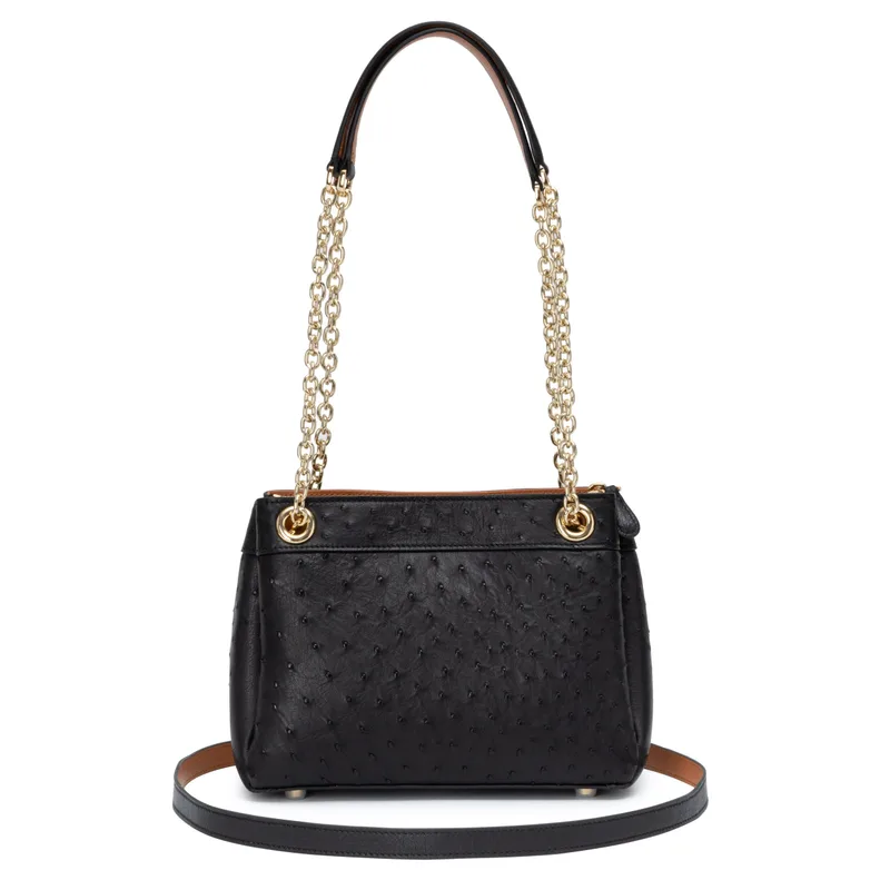 The Tripoli Bag - Ostrich in Black Noir
