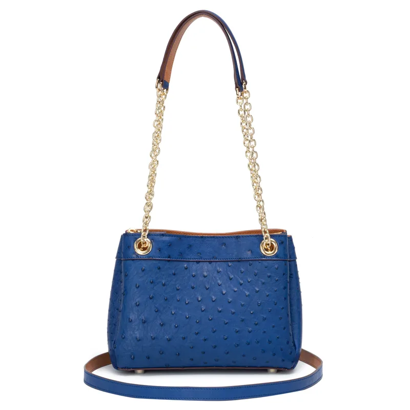 The Tripoli Bag - Ostrich in Blue Mariana