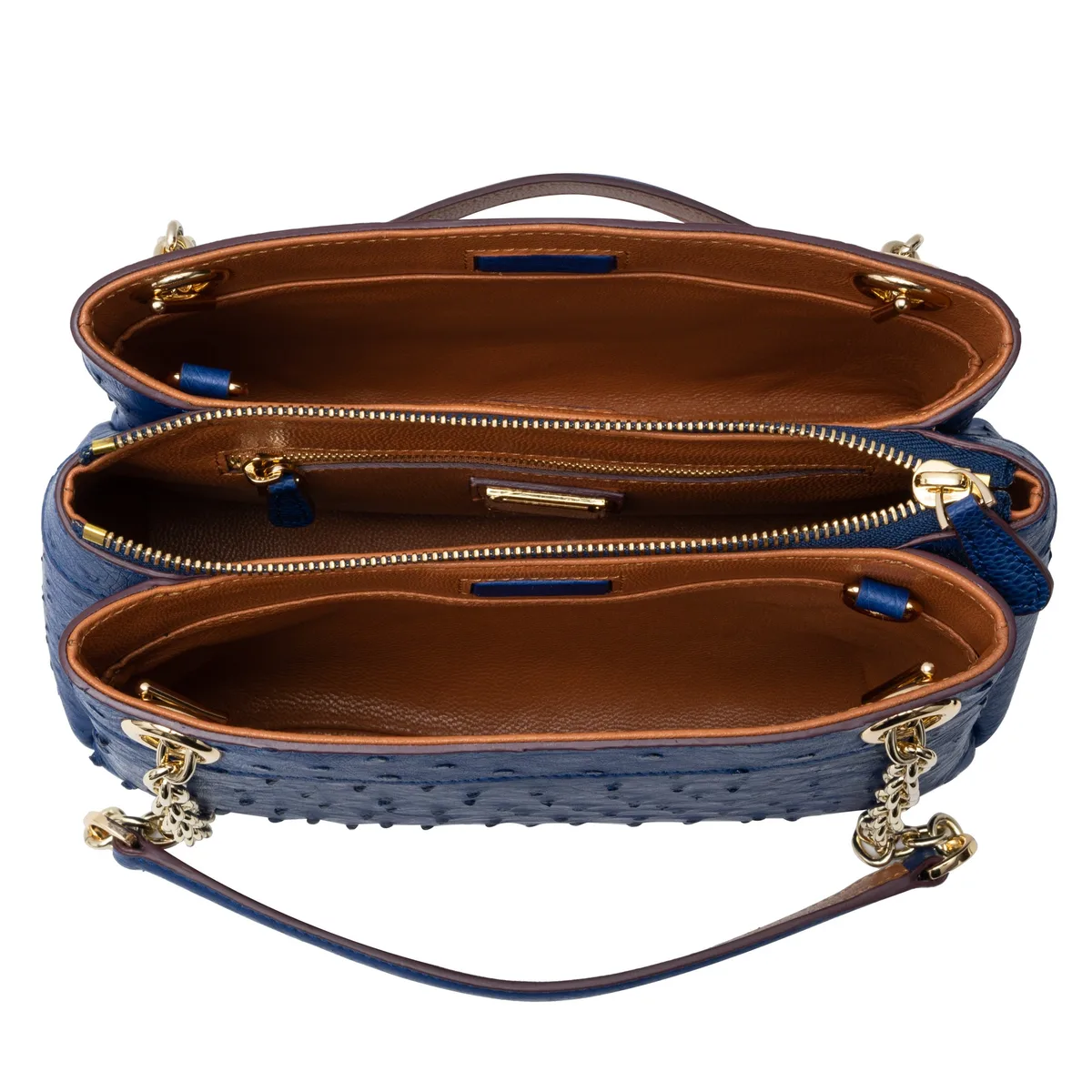 The Tripoli Bag - Ostrich in Blue Mariana, view 3 – Viktor Alexander