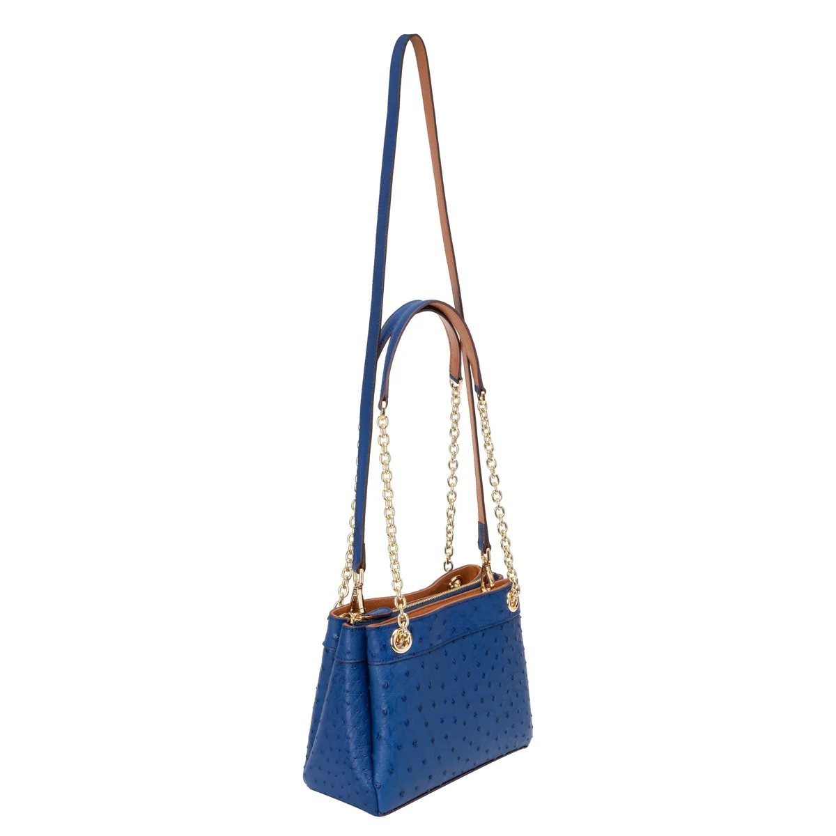 The Tripoli Bag - Ostrich in Blue Mariana, view 4 – Viktor Alexander