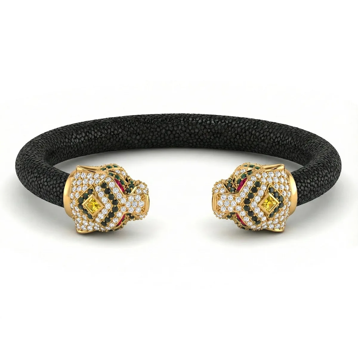 Tiger 925 White Sapphire Black Spinel & Ruby Stingray Bracelet, view 2 – Viktor Alexander