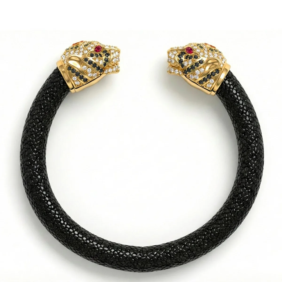 Tiger 925 White Sapphire Black Spinel & Ruby Stingray Bracelet, view 3 – Viktor Alexander