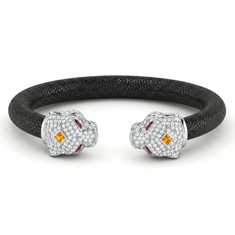 Tiger 925 White Sapphire & Ruby Stingray Bracelet