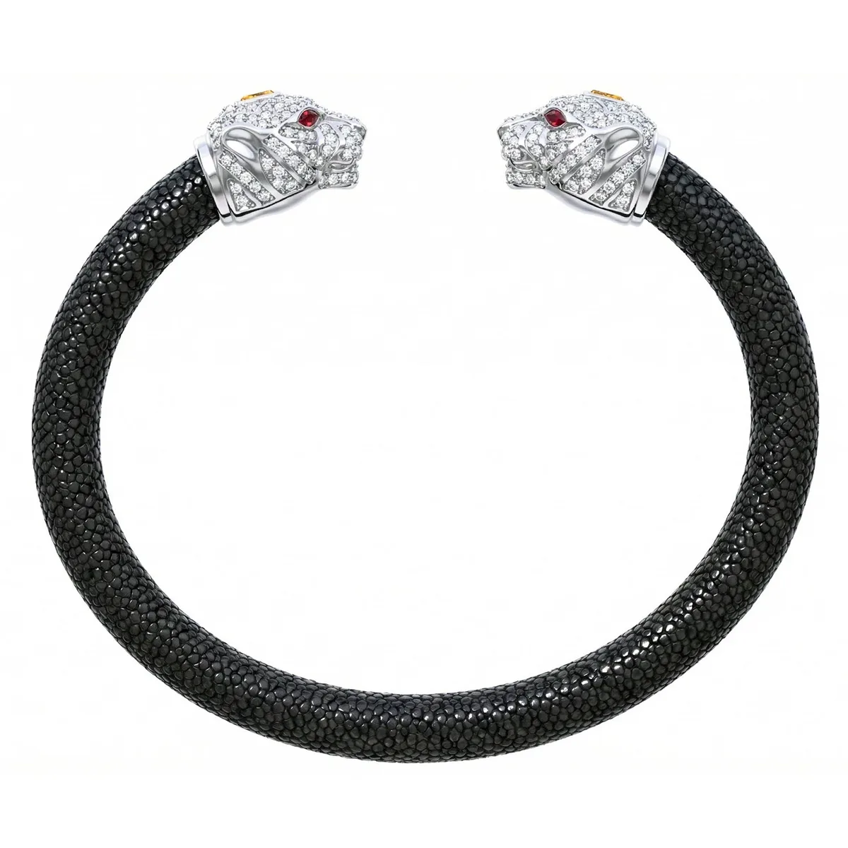 Tiger 925 White Sapphire & Ruby Stingray Bracelet, view 3 – Viktor Alexander