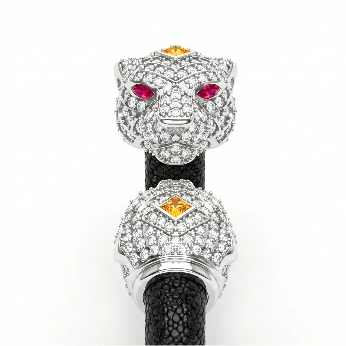 Tiger 925 White Sapphire & Ruby Stingray Bracelet, view 4 – Viktor Alexander