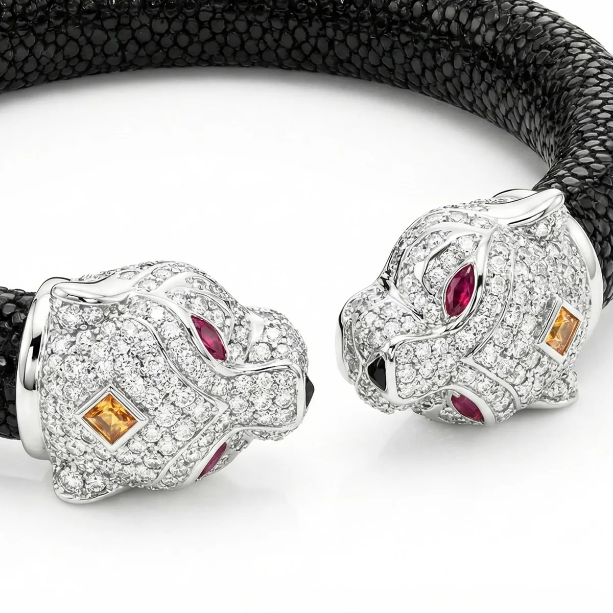 Tiger 925 White Sapphire & Ruby Stingray Bracelet, view 5 – Viktor Alexander