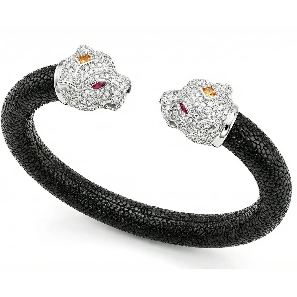 Tiger 925 White Sapphire & Ruby Stingray Bracelet, view 6 – Viktor Alexander