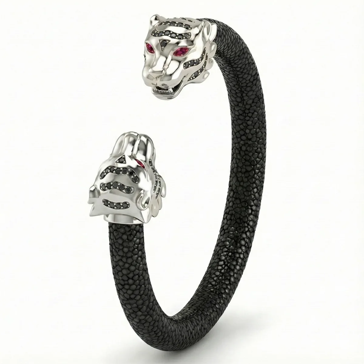 Tiger S 925 Black Spinel & Ruby Stingray Bracelet, view 4 – Viktor Alexander