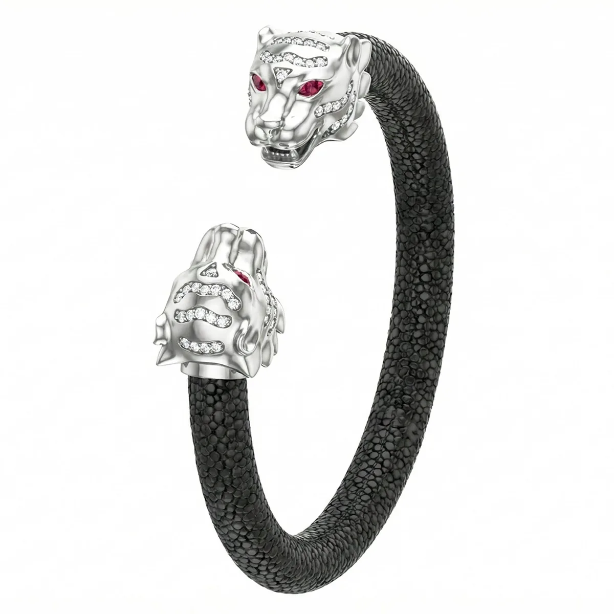 Tiger S 925 White Sapphire & Ruby Stingray Bracelet White Gold – Viktor Alexander