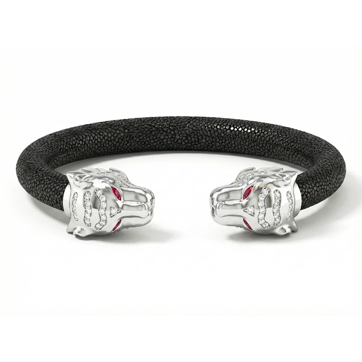 Tiger S 925 White Sapphire & Ruby Stingray Bracelet, view 2 – Viktor Alexander