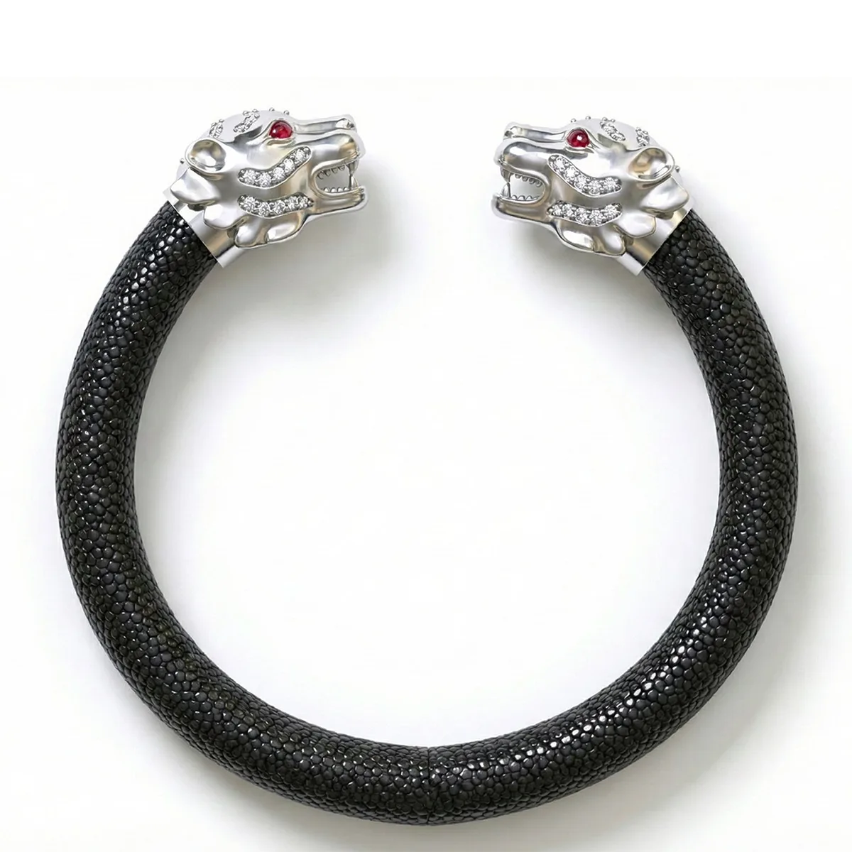 Tiger S 925 White Sapphire & Ruby Stingray Bracelet, view 3 – Viktor Alexander
