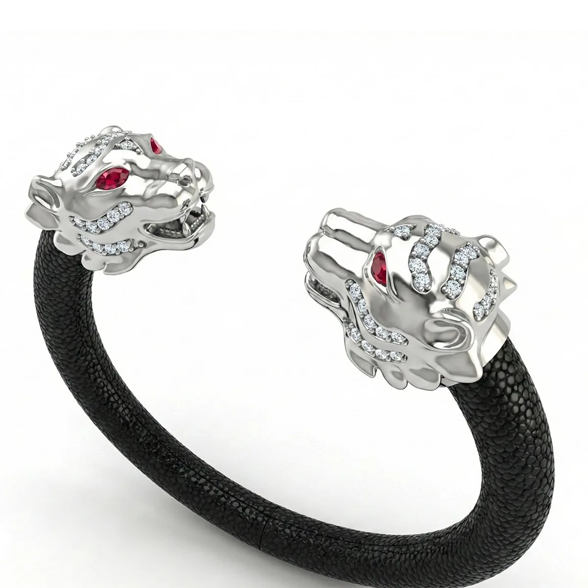 Tiger S 925 White Sapphire & Ruby Stingray Bracelet, view 4 – Viktor Alexander