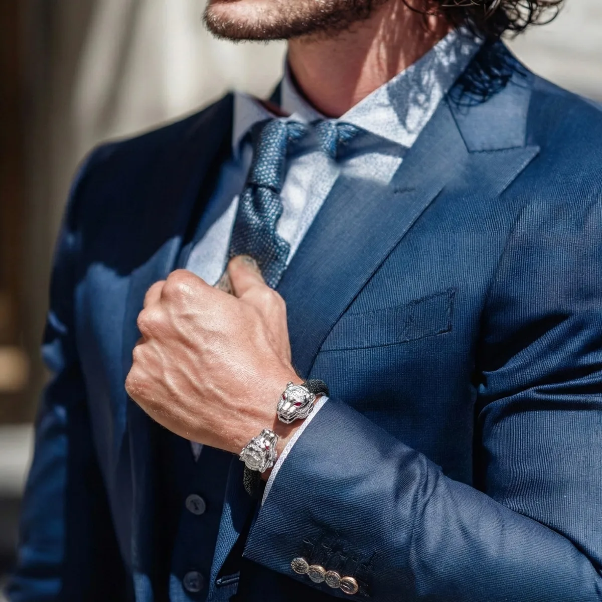Tiger S 925 White Sapphire & Ruby Stingray Bracelet, view 7 – Viktor Alexander