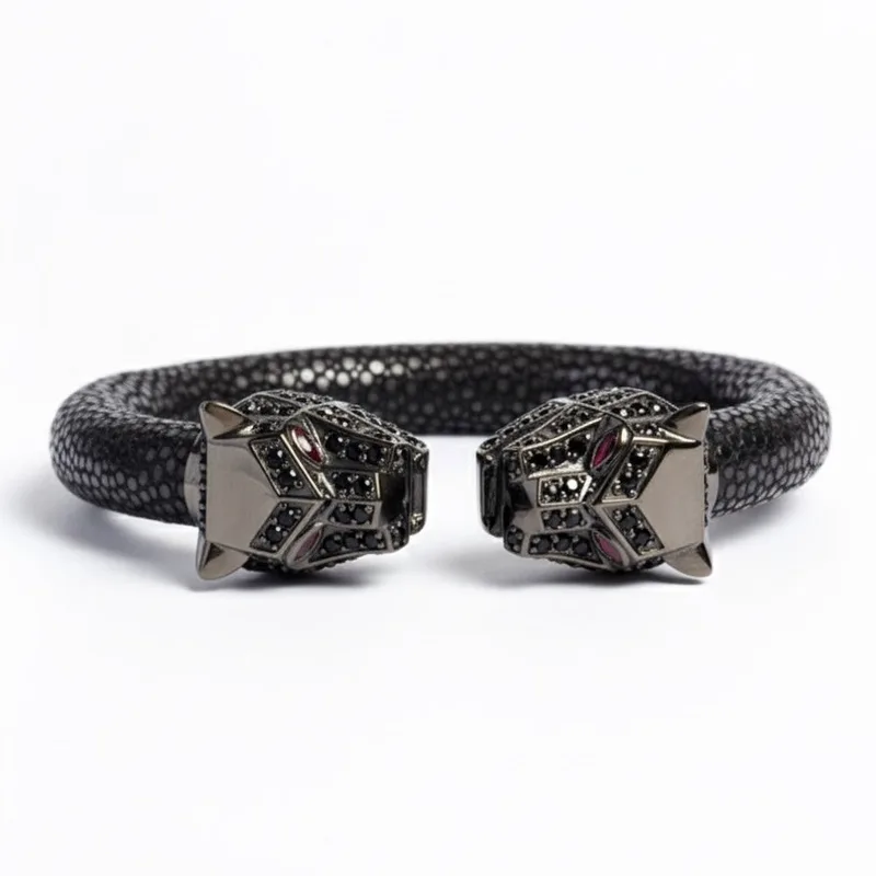 Tigris Geo 925 Black Spinel & Ruby Stingray Bracelet
