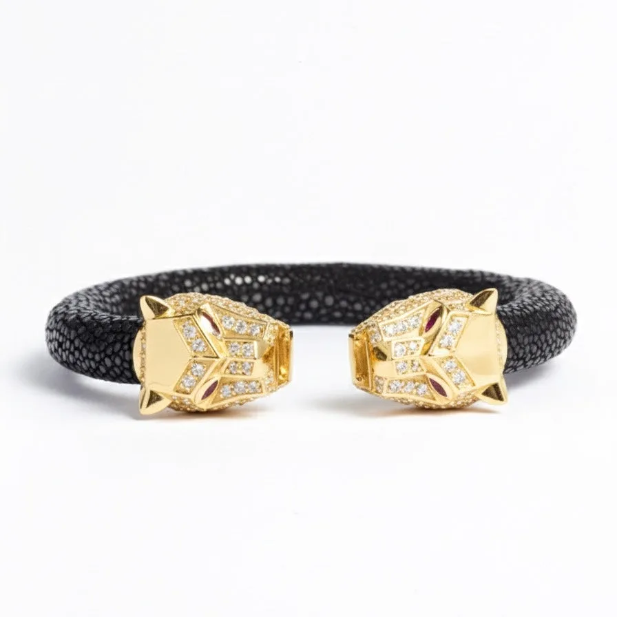Tigris Geo 925 White Sapphire & Ruby Stingray Bracelet, view 2 – Viktor Alexander