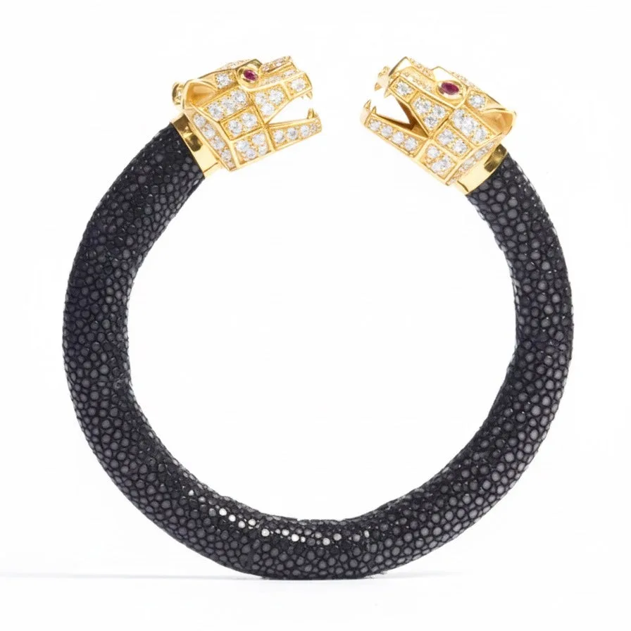 Tigris Geo 925 White Sapphire & Ruby Stingray Bracelet, view 3 – Viktor Alexander