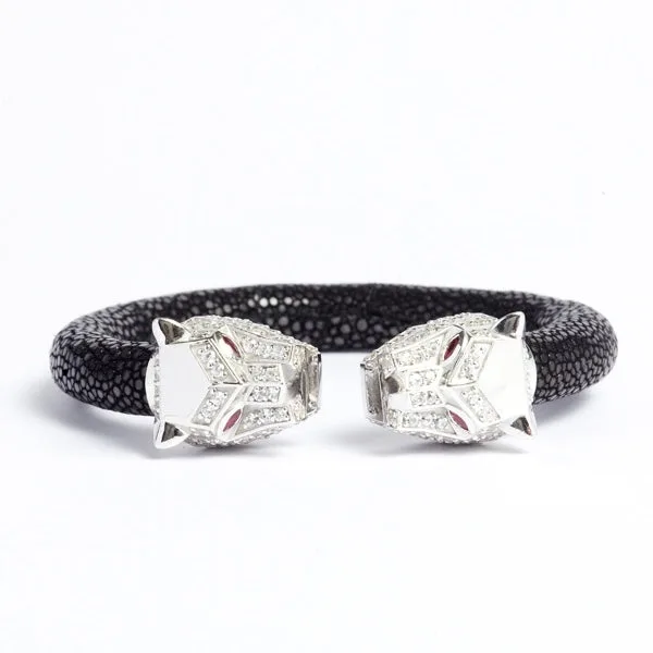 Tigris Geo 925 White Sapphire & Ruby Stingray Bracelet, view 5 – Viktor Alexander