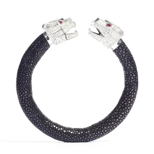 Tigris Geo 925 White Sapphire & Ruby Stingray Bracelet, view 6 – Viktor Alexander