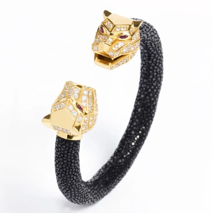 Tigris Geo 925 White Sapphire & Ruby Stingray Bracelet, view 8 – Viktor Alexander