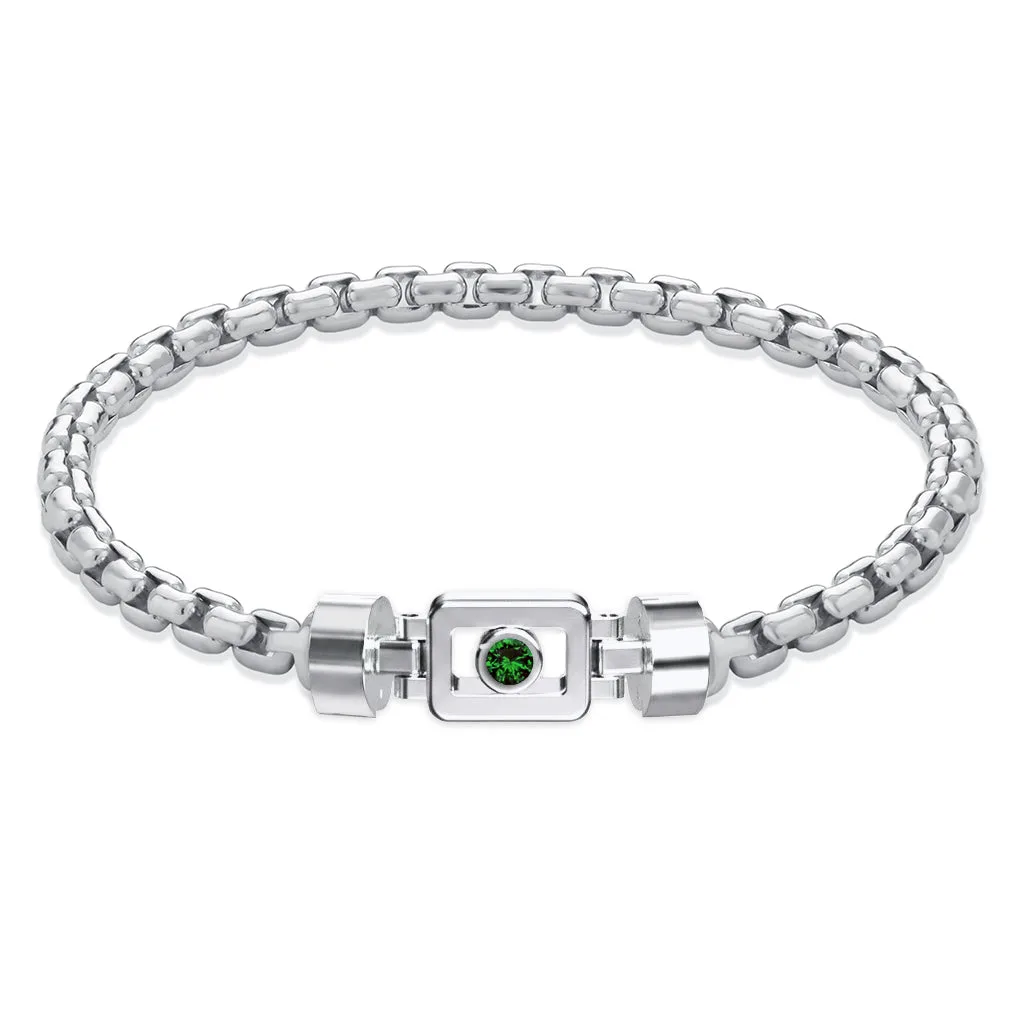 Tsavorite 925 Silver with Silver Link XOXO Bracelet, view 5 – Viktor Alexander