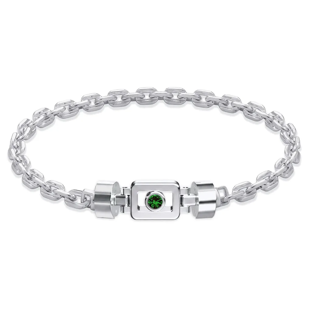 Tsavorite 925 Silver with Silver Link XOXO Bracelet, view 6 – Viktor Alexander