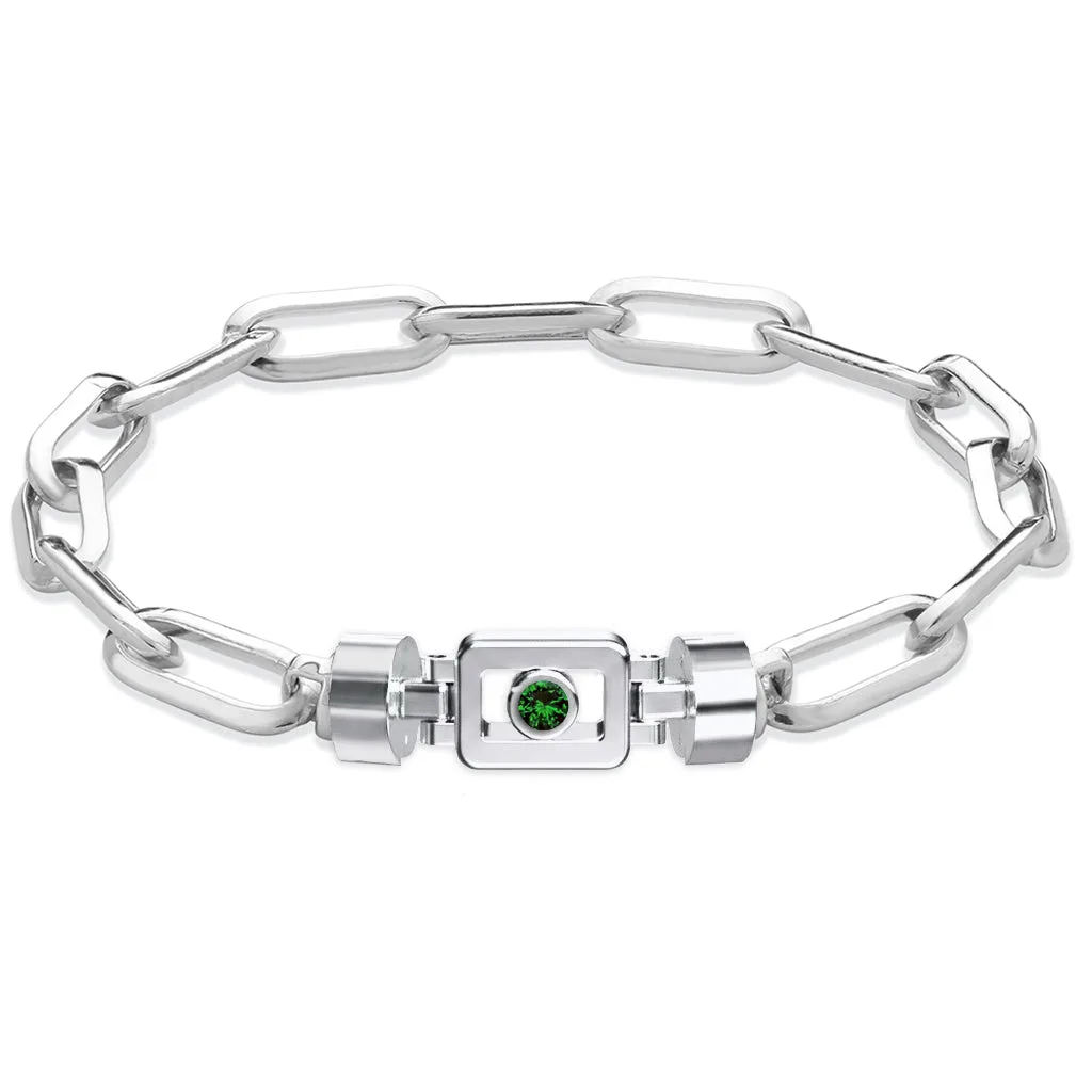 Tsavorite 925 Silver with Silver Link XOXO Bracelet, view 7 – Viktor Alexander