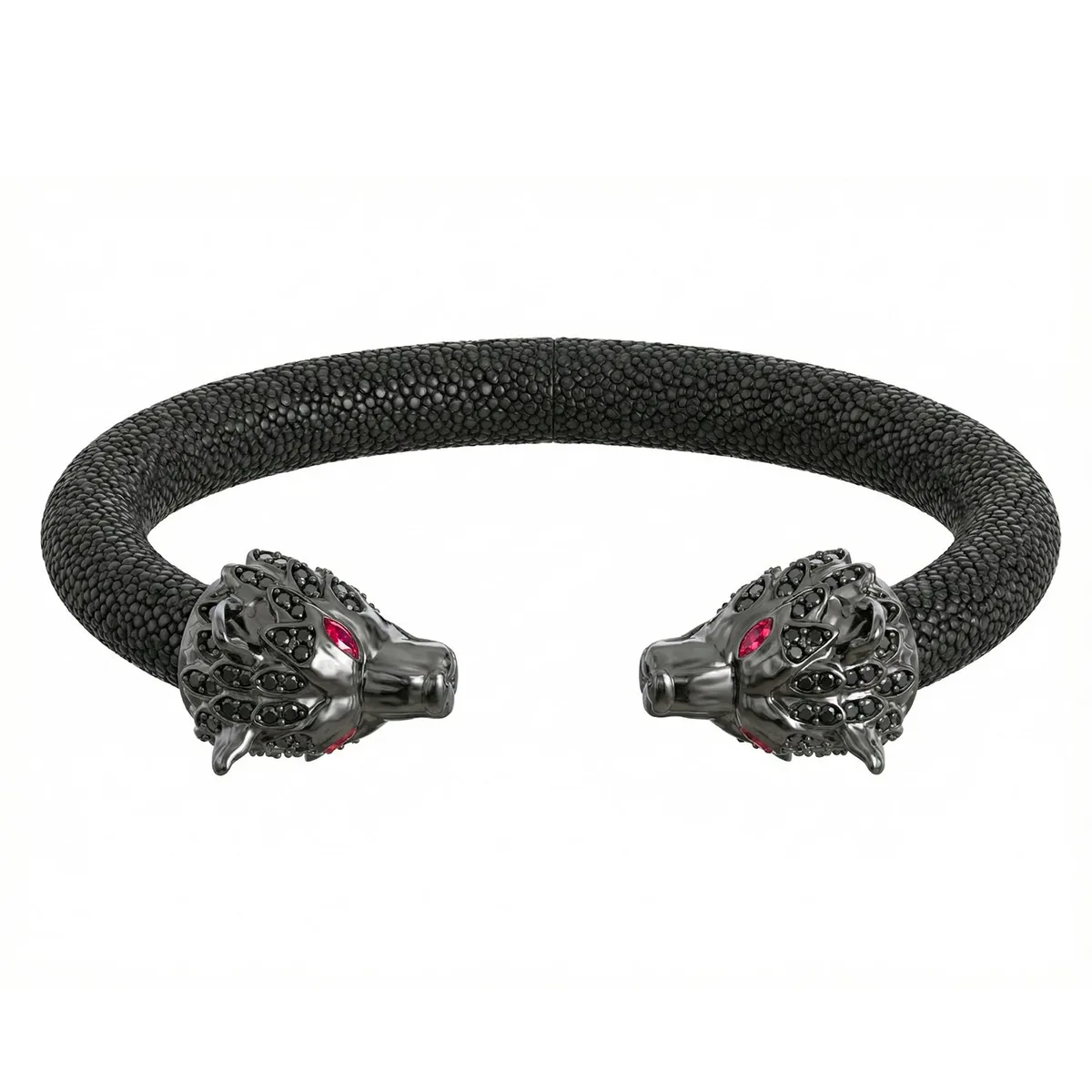 Wolf 925 Black Spinel & Ruby Stingray Bracelet, view 2 – Viktor Alexander