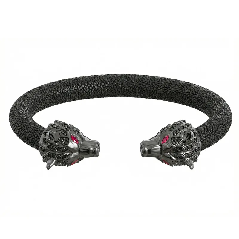 Wolf 925 Black Spinel & Ruby Stingray Bracelet
