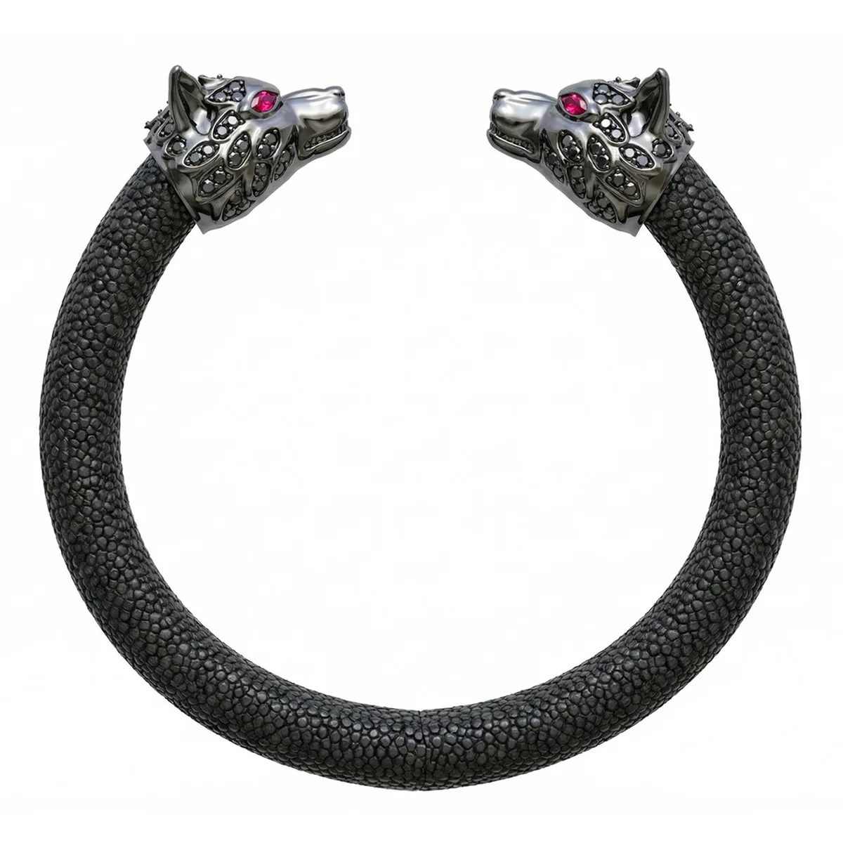 Wolf 925 Black Spinel & Ruby Stingray Bracelet, view 3 – Viktor Alexander