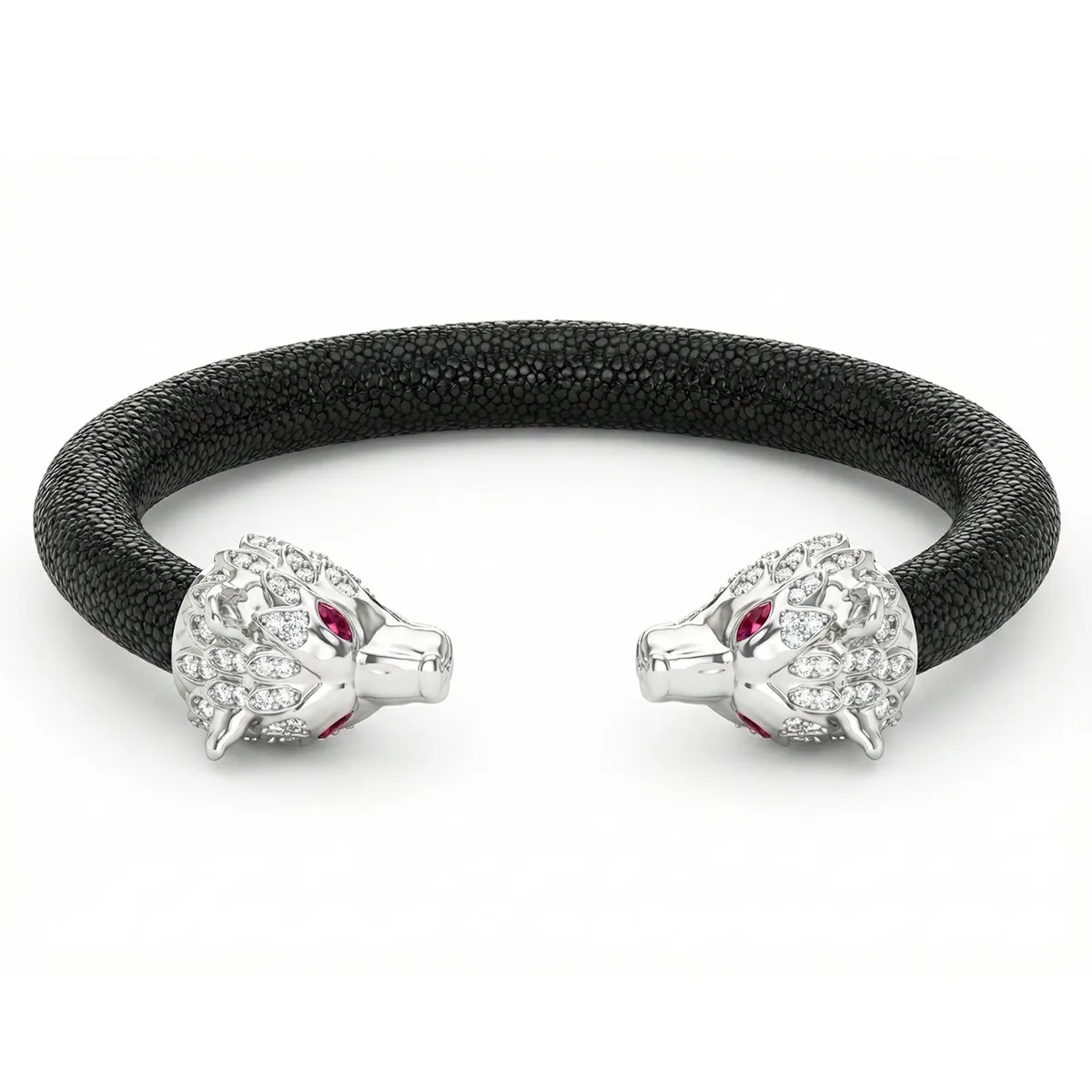 Wolf 925 White Sapphire & Ruby Stingray Bracelet, view 2 – Viktor Alexander
