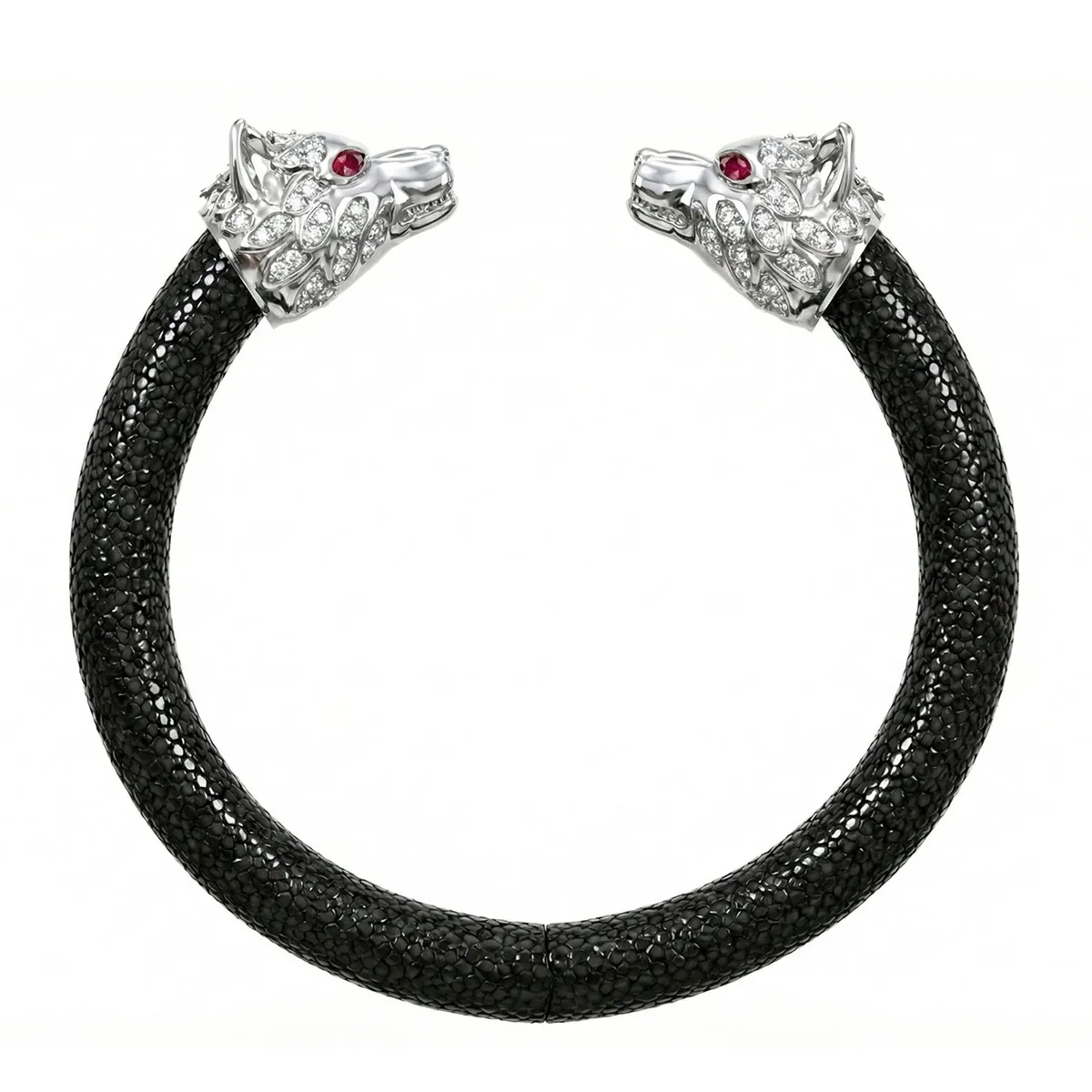 Wolf 925 White Sapphire & Ruby Stingray Bracelet, view 3 – Viktor Alexander