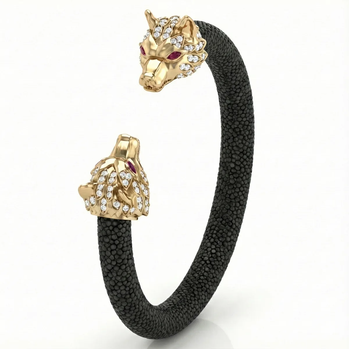 Wolf 925 White Sapphire & Ruby Stingray Bracelet, view 6 – Viktor Alexander