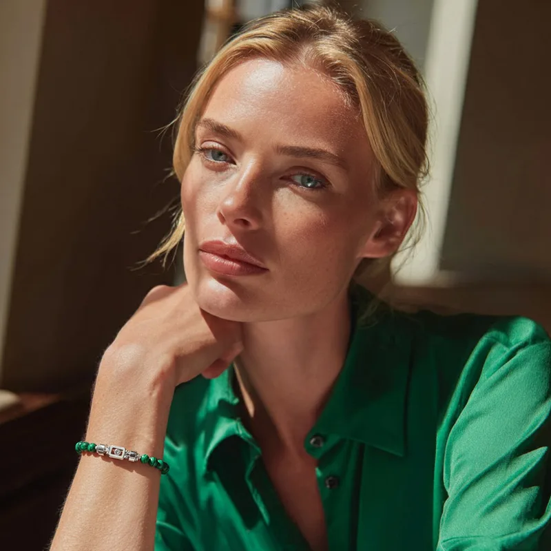 Diamond 925 silver with Gemstone XOXO bracelet worn on the wrist – the XOXO couple and friendship bracelet by Viktor Alexander