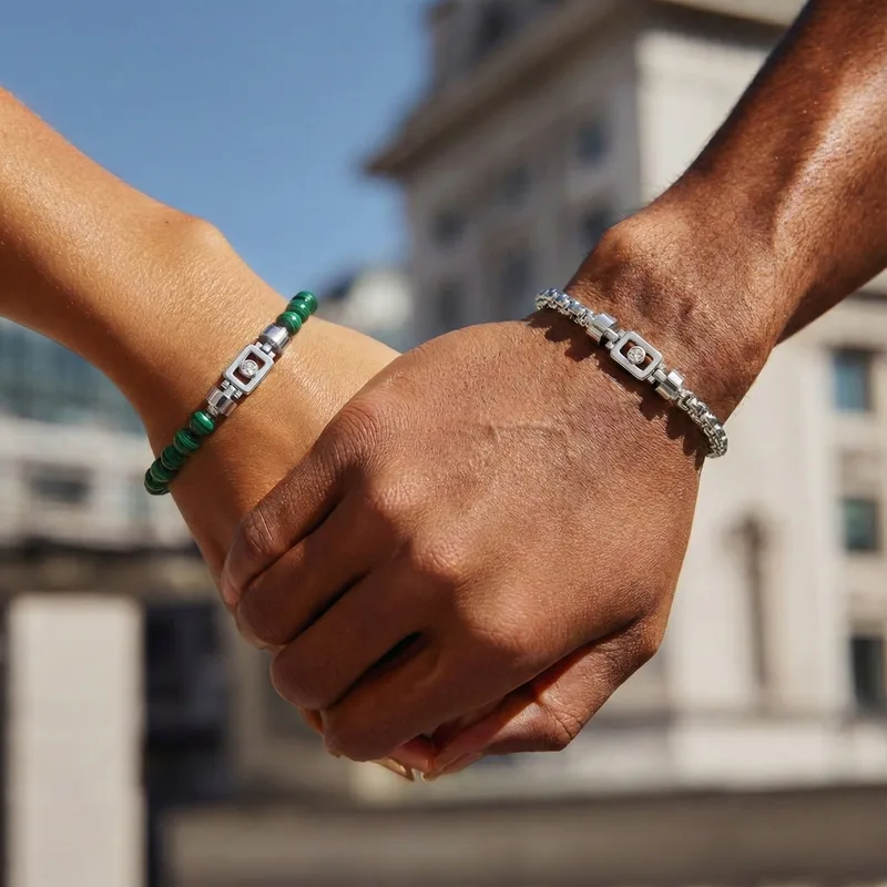 Diamond 925 silver with Gemstone XOXO bracelet worn on the wrist – the XOXO couple and friendship bracelet by Viktor Alexander