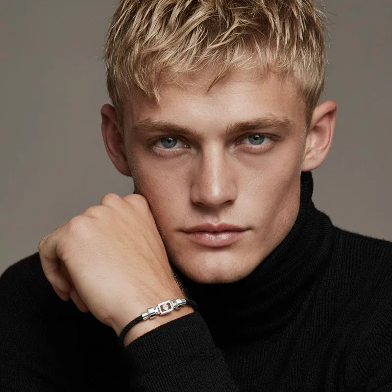 Diamond 925 silver with Nylon XOXO bracelet worn on the wrist – the XOXO couple and friendship bracelet by Viktor Alexander