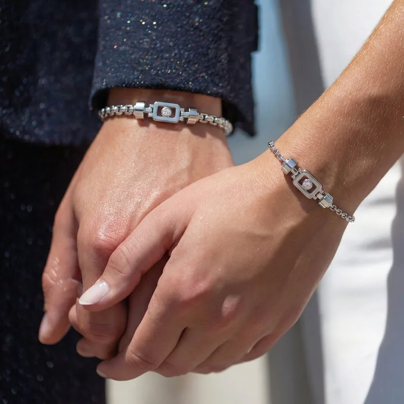 Diamond 925 silver with Silver Link XOXO bracelet worn on the wrist – the XOXO couple and friendship bracelet by Viktor Alexander
